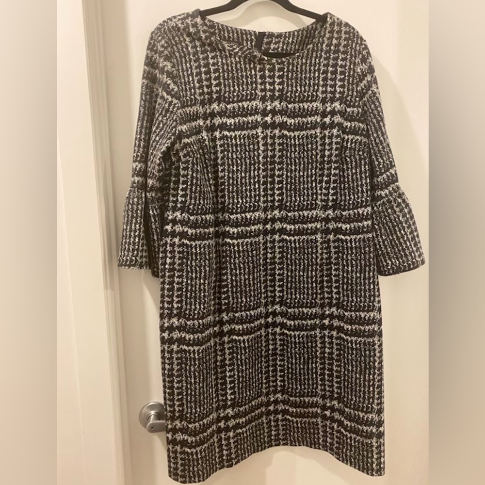 Talbots, BELL SLEEVE GALA GLEN PLAID SHEATH DRESS, size 16petite